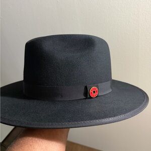 Elegant Black Fedora with Red Accent